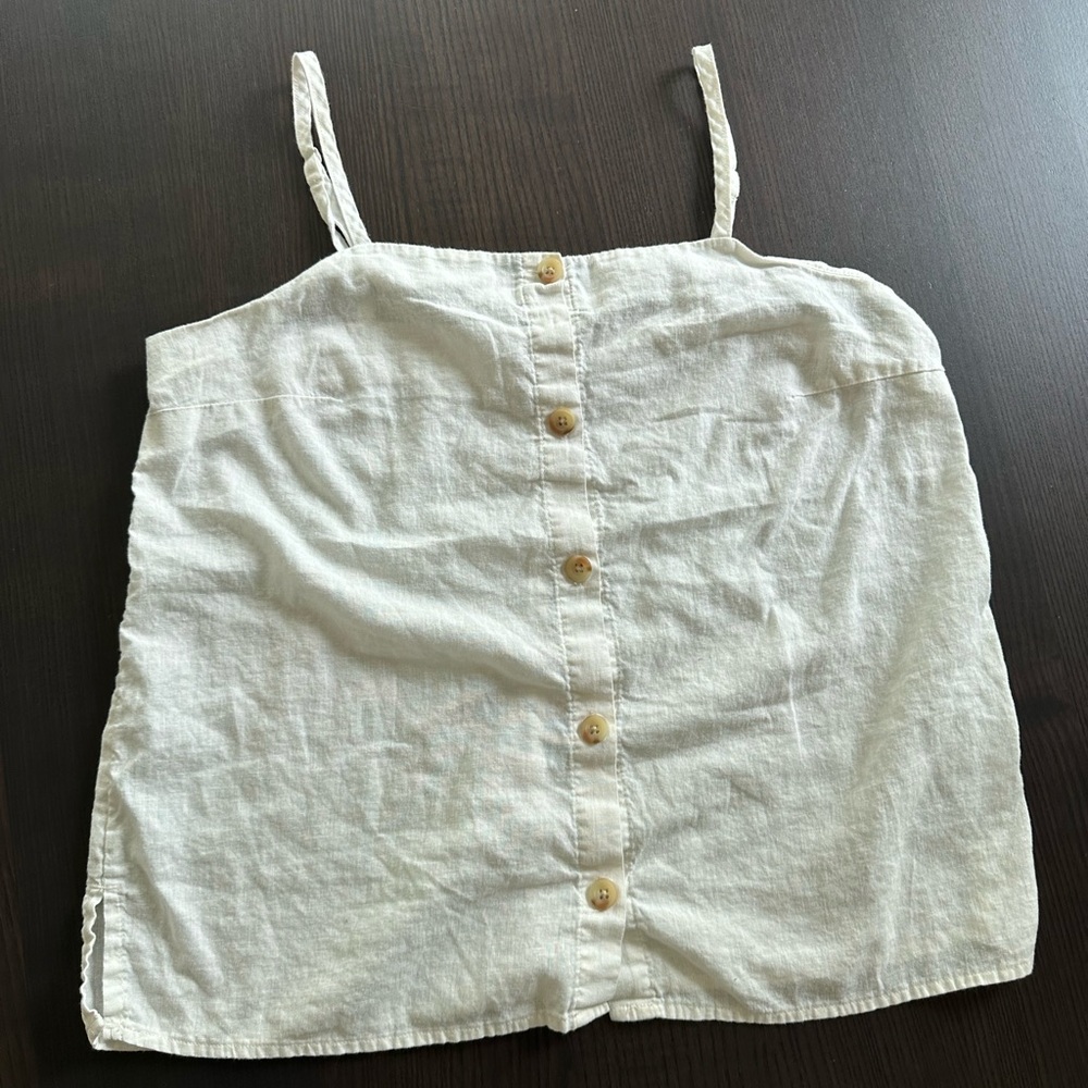 Old Navy Cream Button-Front Flow Tank
